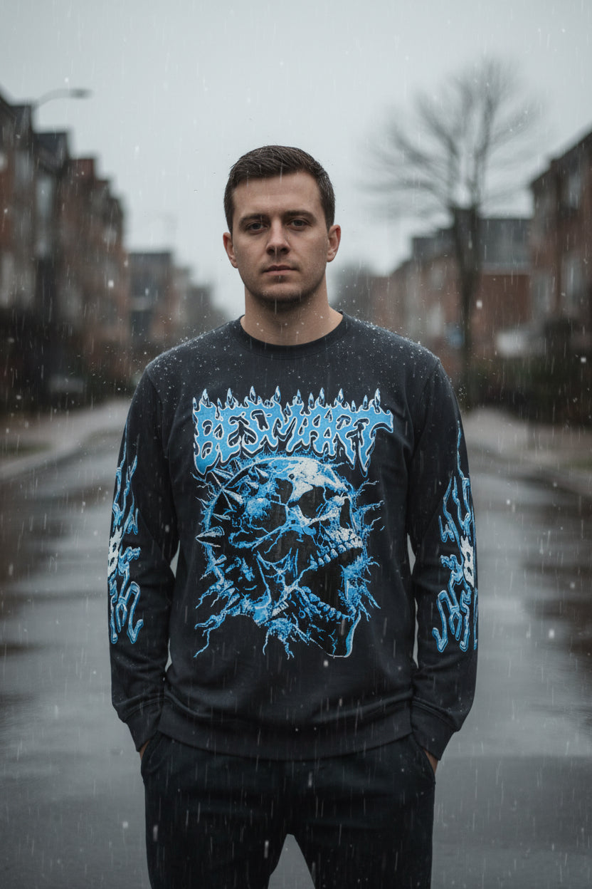 Flaming skull Head Long sleeve